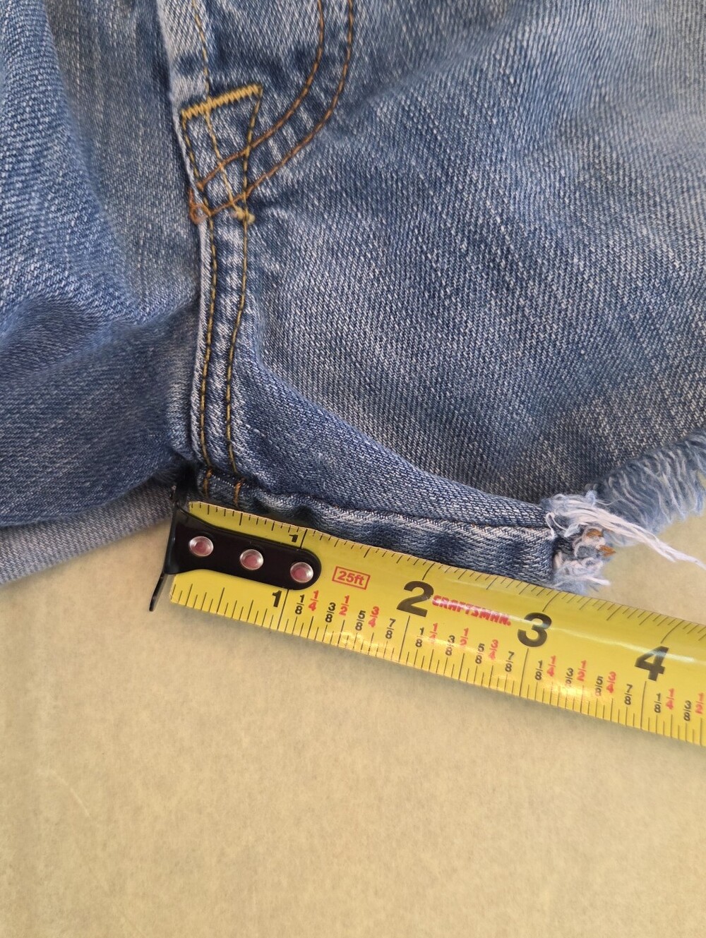 Lucky Brand Daisy Duke Jean Denim Short 26 Button Fly MADE IN USA Frayed Cutoffs - Picture 11 of 14